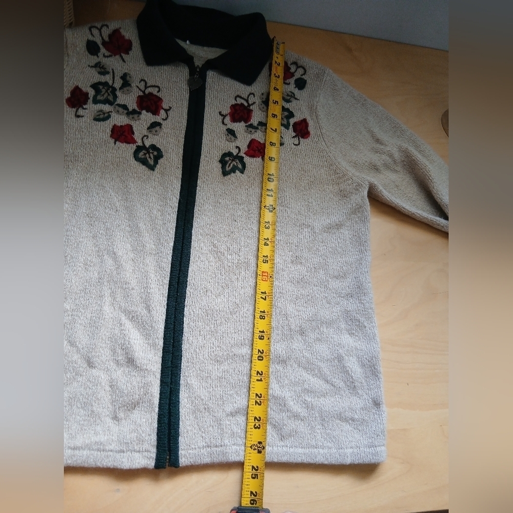Vintage Fall Full Zip Sweater No Size (L) Leaves Pattern No Brand - Picture 9 of 9